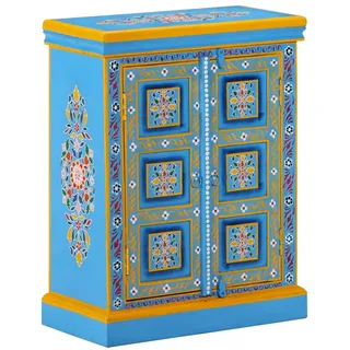 vidaXL Sideboard Massivholz Mango Türkis Handbemalt