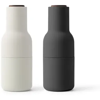 Audo - Bottle Grinder Salz- und Pfeffermühlen Set, ash / carbon (Holzdeckel Walnuss)