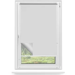 Rettika Verdunkelungsrollo ohne Bohren, für Fenster, Breite 150 cm, Höhe 220 cm, Weiß Farbe, Klemmfix Montage, Jalousien Fenster, Fenster rollos für innen, Klemmrollo