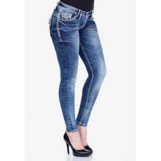 Cipo & Baxx Slim-fit-Jeans mit auffälligen Kontrastnähten blau 32