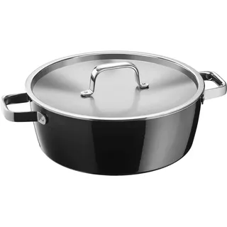 WMF Fusiontec Aromatic Schmorpfanne 28 cm hoher Rand, Bräter 5,9l Induktion, Deckel mit Kondensationsnoppen, High-Tech Keramik, kratzfest, schwarz