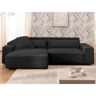OTTO home Ecksofa OTTO HOME "KINLEE Design-Sofa mit Recamiere rechts/links, Maße B/T/H 251/144/70cm", anthrazit, B:251cm H:70cm T:144,5cm, 100% Polyester, Sofas, Ecksofa, L-Form mit Wellenunterfederung, ohne Bettfunktion, modern und beguem