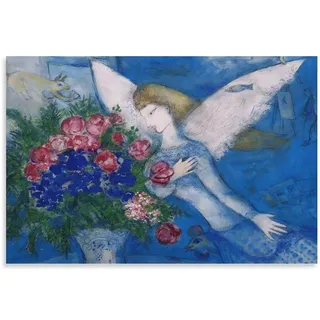 KOOHTAA Marc Chagall The Blue Angels Poster Kunst zum Aufhängen, Wandkunst, Poster, Rollen, Leinwand, Gemälde, Bild, Wohnzimmer-Dekoration, Zuhause, 60 x 90 cm
