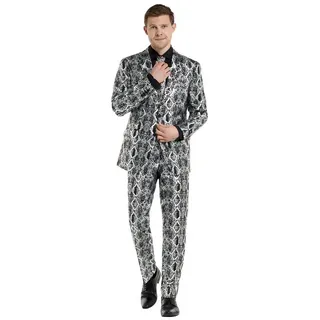 Opposuits Partyanzug Silver Snakes Anzug, Cobrastyle: ein Anzug aus glänzend silberner Schlangenhaut silberfarben 56
