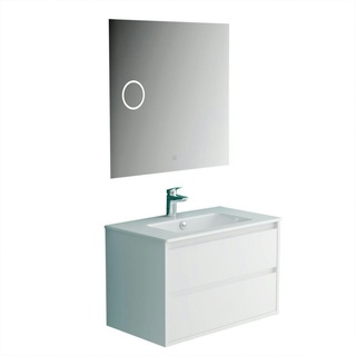 Alpenberger Modernes Badmöbel SET I Waschbecken mit Unterschrank Weiß Hochglanz I komplett Badezimmer Badmöbel Set vormontiert