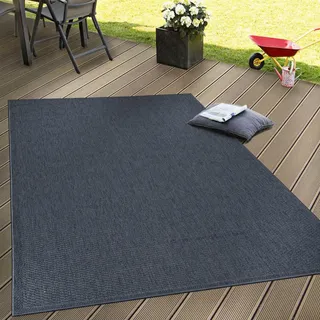 Paco Home - Outdoor Teppich wetterfest Garten, & Terrasse flachgewebt Uni Sisaloptik Robust 80x150 cm