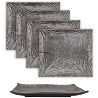 Intirilife Sushi Platte 26 x 23,4 cm Schwarz 4er Set