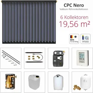 solarbayer� Solarbayer Komplettsolarpaket CPC NERO 6B Bruttogesamtfläche 19,56m2 Vakuumröhre
