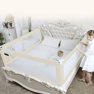 Rausfallschutz Bett, Bettschutzgitter 200cm Baby Bettgitter Kinderbettgitter Verstellbar Kinderbett Bettgitter Vertikale Kinder Bettschutzgitter Tragbares Babybettgitter Anti-Fall Bettleitplanke