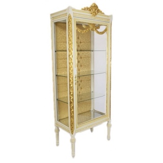 Casa Padrino Barock Vitrine Antikstil Weiß / Gold - Vitrinenschrank - Wohnzimmerschrank Glasvitrine