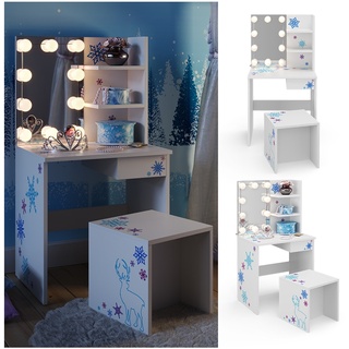 Vicco Kinder Schminktisch Kinderschminktisch Frisiertisch LED Beleuchtung Hocker