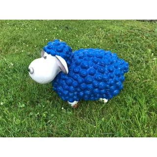 Lustiges Deko Schaf bunt Lamm Blau Weiss Tierfigur Gartenfigur Tier