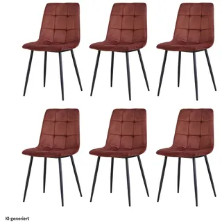 Hti-Living Esszimmerstuhl 6er Set Polyester braun