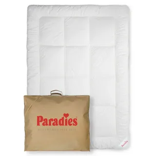 Paradies Kunstfaserbettdecke Avera, Bettdecke mit Lyocell, Füllung: 80% Polyester, 20% Lyocell, Bezug: 100% Baumwolle, atmungsaktive, wärmende Lyocell Winterdecke weiß 155 cm x 220 cm