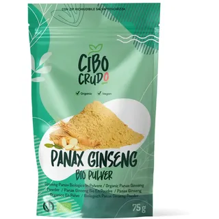 Panax Ginseng Pulver Bio - 75g. Enthält Ginsenoside Proteine ​​und Ballaststoffe. Bekannt als Koreanischer oder Asiatischer Ginseng.