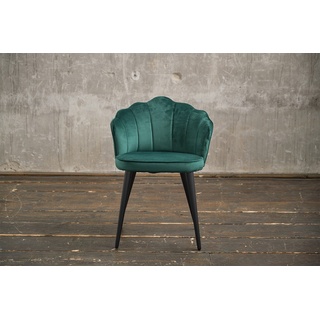 KAWOLA Stuhl SALLY Esszimmerstuhl Velvet grün Fuß schwarz