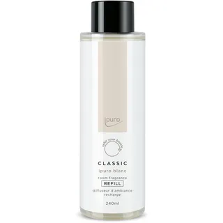 ipuro Classic Raumduft Nachfüllflasche BLANC 240ml | Raumerfrischer mit Geranie, Minze & Sandelholz | Frischer Sommerregen | Nachfüller für Diffuser mit Stäbchen | Lufterfrischer Refill
