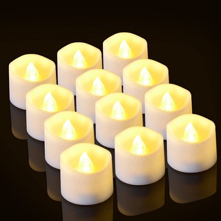 Timer Kerzen, PChero batteriebetriebene LED dekorative flammenlose Kerzen flackernde Teelichter, 6 Stunden und 18 Stunden pro Zyklus, für Geburtstag Dekor - [12pcs, warmes Weiß]