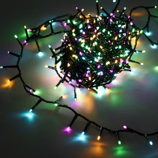Spetebo Außen Büschel Lichterkette mit Timer 500 LED auf 11 m - soft bunt - Cluster Weihnachtslichterkette warmweiß mit 8 Funktionen und Stecker - Garten Deko Weihnachtsbaum Beleuchtung wasserdicht