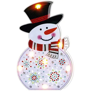 EXQULEG 5D Diamond Painting Weihnachten, Diamant Painting Anhänger Mit LED, Malerei Nachtlicht Deko Lampe DIY Party Weihnachtsdeko Handwerk Geschenk (BJD03)