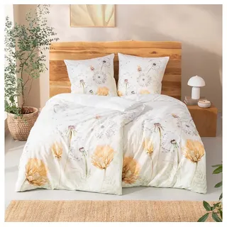 Estella Estrella Floral Baumwolle Beige 155 x 220 cm + 80 x 80 cm