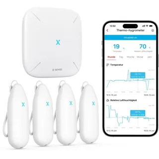 X-Sense WLAN Hygrometer Thermometer Innen, 500m Reichweite, STH55 | Temperatur- und Luftfeuchtigkeitsüberwachung per App,