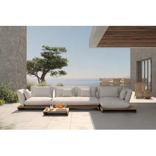 OUTFLEXX Catania Gartenlounge für 5-6 Personen, creme/grau, Alu/Teak/Olefin, wetterbeständig, FSC®-zertifiziertes Produkt