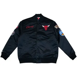 Mitchell & Ness Black Out Satin Jacket schwarz M