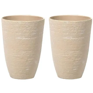 Beliani Blumentopf, Beige, Stein, 50 cm, Dekoration, Blumen & Zubehör, Übertöpfe