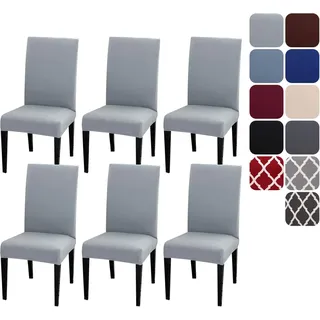 Dehnbare Stuhlhussen, 6er-set, Universell, Abnehmbar, Waschbar, Strapazierfähig, Modern, Für Esszimmerstühle, Zuhause, Hotel, Restaurant, Party, Bankett, Küche, Dekoration (grau)