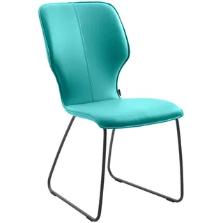 Musterring Stuhl Nevio, Türkis, Leder, Echtleder, Semi-Anilinleder, Kufe, Rundrohr, 49x95x63 cm, Lederauswahl, Stoffauswahl, Gestellauswahl, Esszimmer, Stühle, Esszimmerstühle, Lederstühle