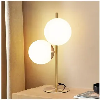 ZMH Tischleuchte Vintage Nachttischlampe - Schwarz/Gold 2 Flammig Glas, HochwertigeDesign, ohne Leuchtmittel, E27 Industrial Schlafzimmerlampe mit 1,5M Kabel für Wohnzimmer goldfarben