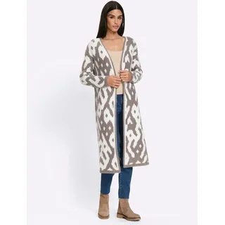 Heine Strickjacke in Taupe-Ecru-gemustert 34