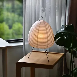 Mengjay Kreative Papier Tischlampe,Retro Reispapier Lampe Nachttischlampe,Tischleuchte Wohnzimmer Deko Lampe, E27 Schreibtischlampe Nachtlicht für Schlafzimmer (B)