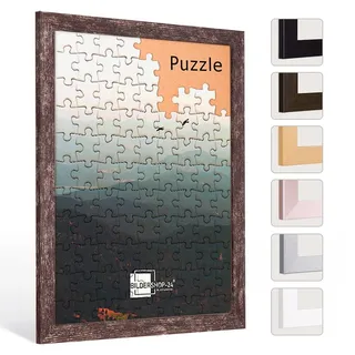 Bildershop-24 Puzzlerahmen London für Puzzle ca. 1000 Teile 33x98cm 98x33cm Braun Vintage mit Acrylglas