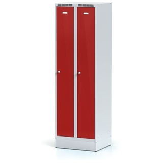 Metallspind auf Sockel, rote zweimantelige Tür, Drehriegelschloss
