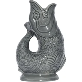 Gluckigluck Karaffe Gluggle Jug – das glucksende Original! Wasser-karaffe Fisch-Vase Keramik-krug in Fisch-Form | 1,3 L | Dunkelgrau