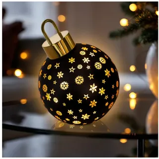 Spetebo LED-Dekofigur LED Weihnachtskugel zum Stellen matt schwarz (Anzahl, 1 St., Stück), mit Timer schwarz
