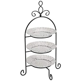 meindekoartikel Etagere mit 3 Etagen – Teller herausnehmbar aus Glas/Metall, schwarz/klar H37 x B22 x T22 cm