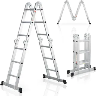 Juskys Aluminium Multifunktionsleiter 6 Sprossen