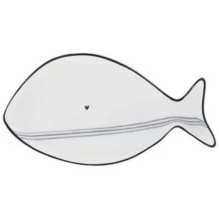 Bastion Collections Fischteller Srevierteller Fisch „Iris Blue“, Keramik, 18 cm, Blau-Weiß
