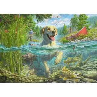 Schmidt Spiele Gelber Labrador auf Fischjagd