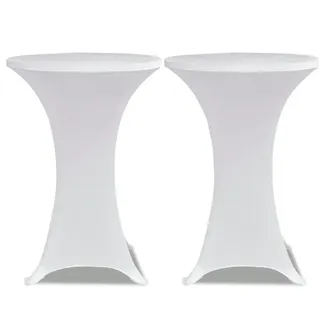 vidaXL Tischhusse Stretch Ø 70 cm Weiß 2er Set