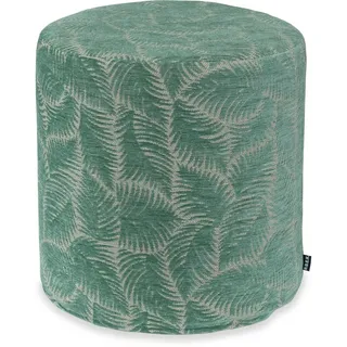 H.O.C.K. Sitzhocker H.O.C.K. Nelly Hocker rund Pouf ø45x45cm Blätter col. 3 türkis, Hocker, Barhocker & Sitzhocker, Schminktischhocker, Wohnzimmer Hocker