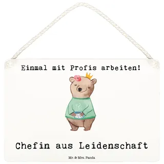 Mr. & Mrs. Panda Wandbild Holz Chefin Leidenschaft DIN A6 - Geschenk, Lustig, wandtafel, Beste, CEO, Spruch, Türschild, kleine aufmerksamkeit, Führungskraft, holzbild, Dekobrett, Schild