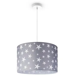 Paco Home Pendelleuchte Baby Lampenschirm Stoff Rund Sterne Kinderlampe E27