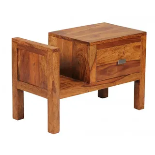 Lomadox Nachttisch, braun, Massivholz, Landhaus, Schublade, Ablage, 60/40/30cm