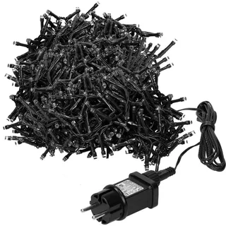 ECD Germany LED Cluster Lichterkette 39m, 3000 LEDs Kaltweiß, mit Timer und 8 Leuchtmodi, Strombetrieb, IP44, Weihnachtsbeleuchtung Weihnachtsbaum - Schwarz