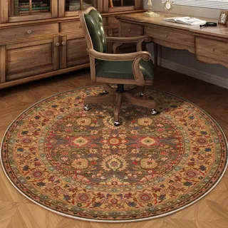 Viusneun Teppich, Rund Retro Boho Teppiche Weich rutschfest Waschbar Küchenteppich Teppich für Outdoor Büroräume Wohnzimmer Schlafzimmer (H,80cm)