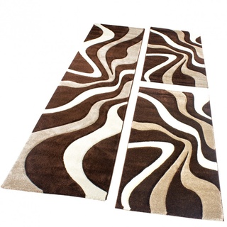 Paco Home Bettumrandung Teppich Läufer Muster Modern in Braun Beige Creme Läuferset 3 TLG, Grösse:2mal 80x150 1mal 80x300